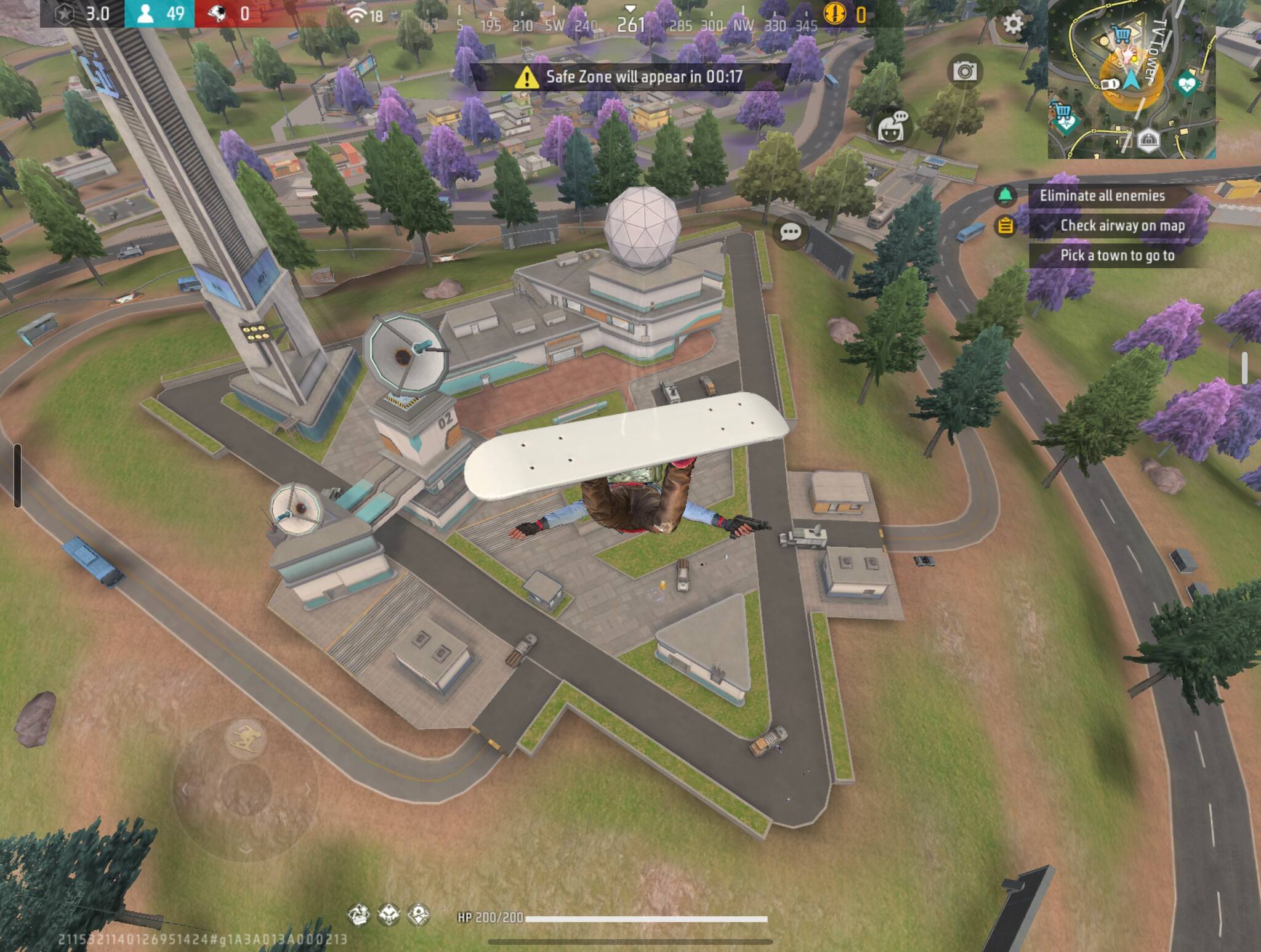 A character descending towards TV Tower on Solara
