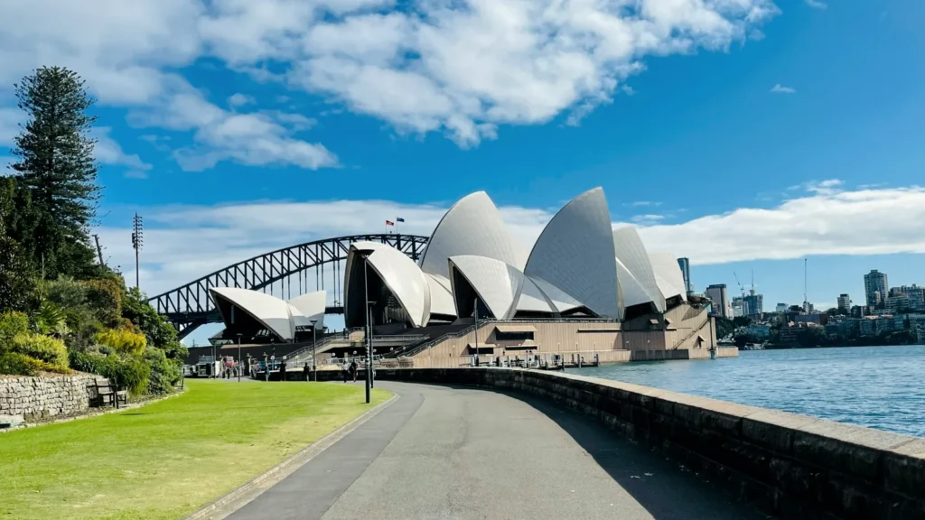 Sydney Opera House seen across the harbour in daylight, illustrating Australia visa biometrics for Indian applicants