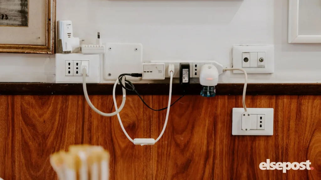 White power strip on a wooden floor, a product to check with the BIS Care app