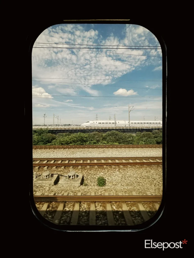 Train window view of tracks, used for IRCTC TDR filing