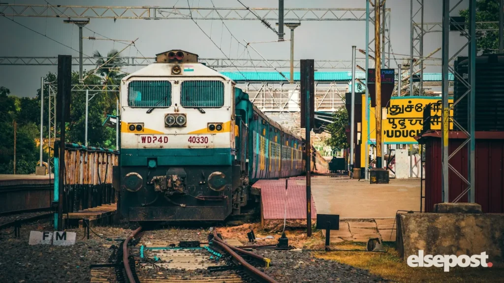 A train on steel tracks in India, illustrating IRCTC ticket cancellation charges