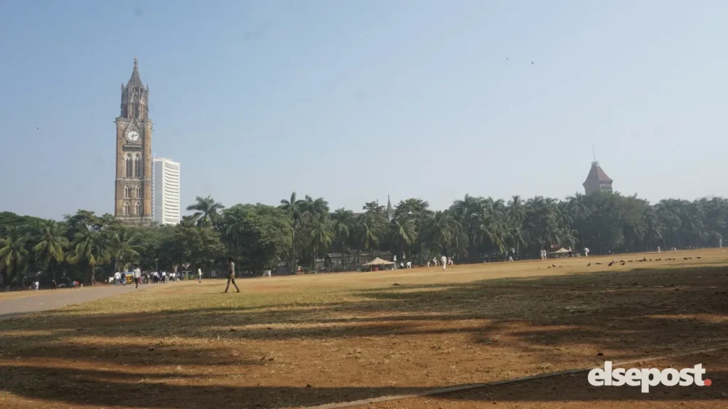 Oval Maidan in Mumbai with the Rajabai clock tower behind the trees