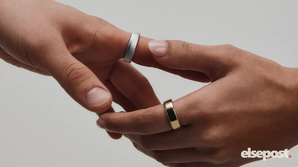 Two hands wearing Oura Ring 5 smart rings in silver and gold, illustrating Oura Ring 5 price in India