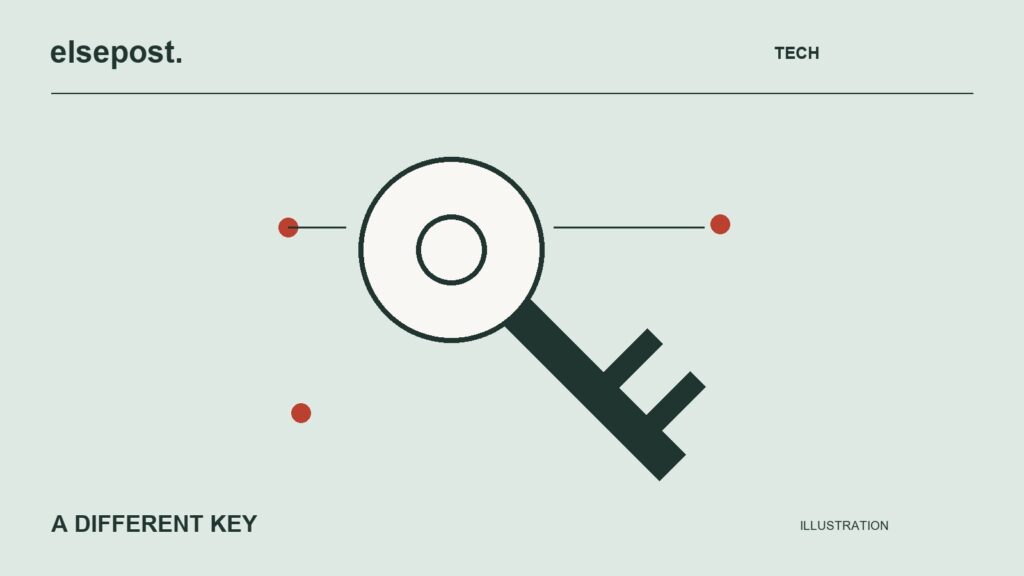 Illustration of a key with connected points, representing passkey authentication